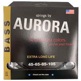 Aurora Strings Cuerdas de Bajo Aurora Black 45-105 Recubiertas Larga Duración Tono Brillante Versátil Made in USA