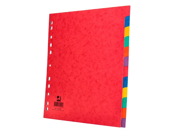 Q-connect Separadores Cartulina Brillo Juego de 12 DIN A4+ Colores Vivos Opacos