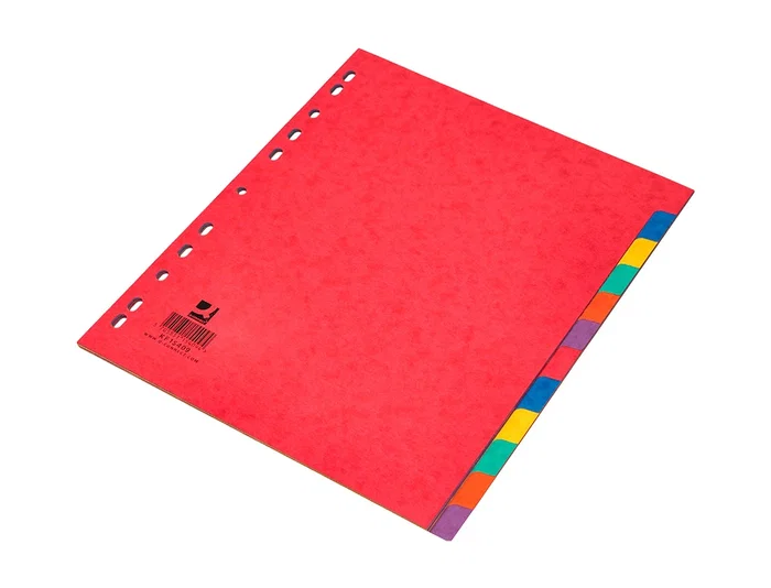 Q-connect Separadores Cartulina Brillo Juego de 12 DIN A4+ Colores Vivos Opacos