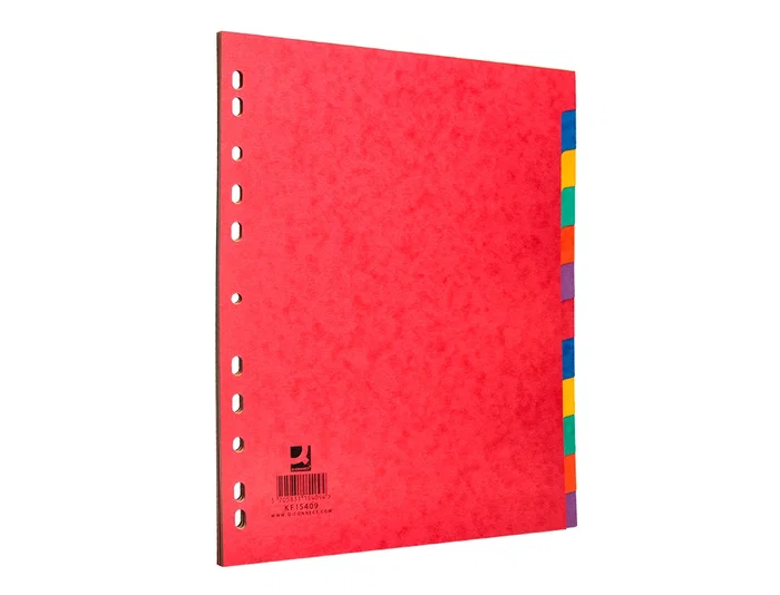 Q-connect Separadores Cartulina Brillo Juego de 12 DIN A4+ Colores Vivos Opacos