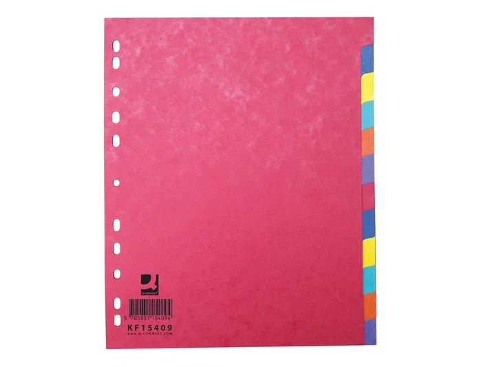 Q-connect Separadores Cartulina Brillo Juego de 12 DIN A4+ Colores Vivos Opacos