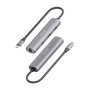AISENS Dock USB-C a Ethernet Gigabit + Hub 1xUSB-C + 2xUSB-A, Gris, 15cm