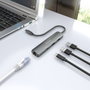 AISENS Dock USB-C a Ethernet Gigabit + Hub 1xUSB-C + 2xUSB-A, Gris, 15cm