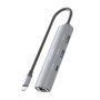 AISENS Dock USB-C a Ethernet Gigabit + Hub 1xUSB-C + 2xUSB-A, Gris, 15cm