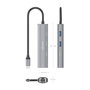 AISENS Dock USB-C a Ethernet Gigabit + Hub 1xUSB-C + 2xUSB-A, Gris, 15cm