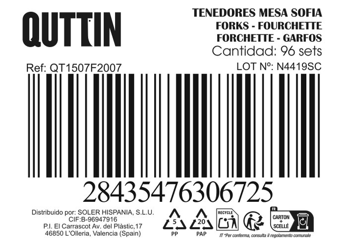 Inde Set 3 Tenedores de Mesa Sofia 2 mm 19.8x2.7 cm (12 Cajas)
