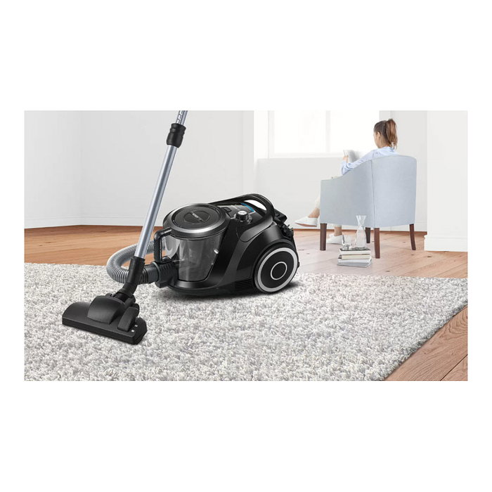 Bosch BGC41XSIL Aspiradora Cilíndrica sin Bolsa Serie 6, 700W, 2.4L, Filtro EPA, para Alfombra, Suelo Duro y Tapicería