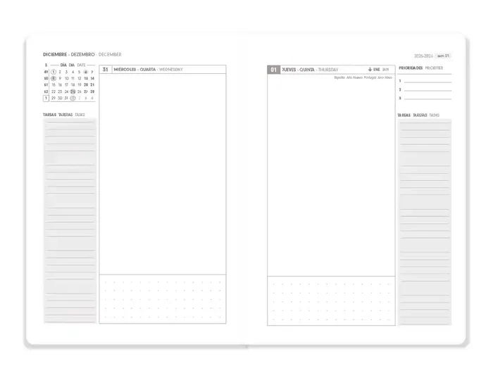 Antartik Agenda Espiral Essentials 2026, A5+, Día Página, Papel 80g FSC, Colección Essentials, 27x216x123 mm