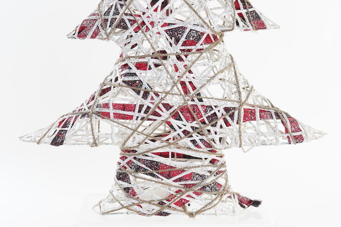 DKD Home Decor Árbol de Navidad Natural Blanco Ratán LED 10 x 50 x 40 cm