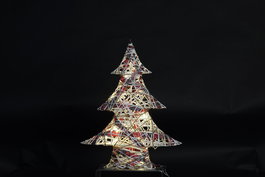 DKD Home Decor Árbol de Navidad Natural Blanco Ratán LED 10 x 50 x 40 cm