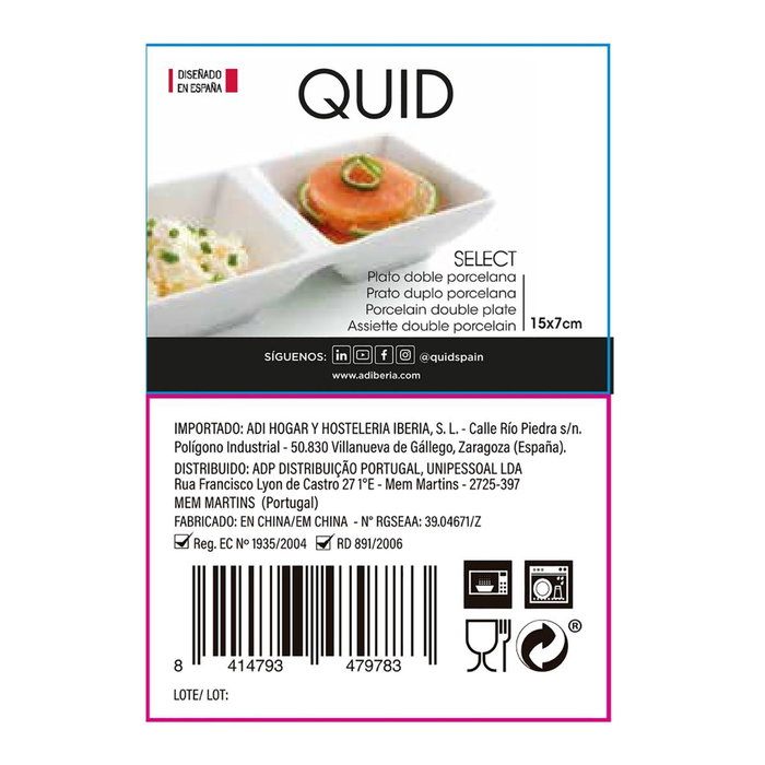 Plato Doble Porcelana Select Quid 15x7 cm