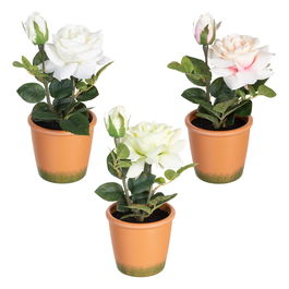 Planta Rosas 3/M Blanco-Rosa Artificial 13 X 13 X 28 cm (Set de 6)