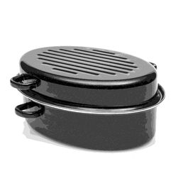 GSW Cocotera Cr Oval 32cm Acero Esmaltado Con Aro Cromado Ideal Cocina Tradicional Resistente Horno