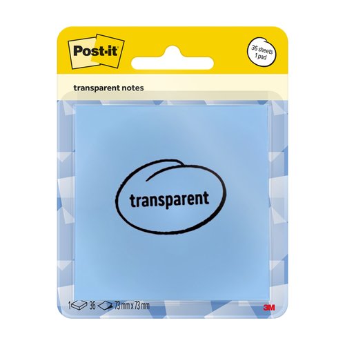 Post-it Bloc de notas adhesivas transparentes 73x73 mm azul pastel