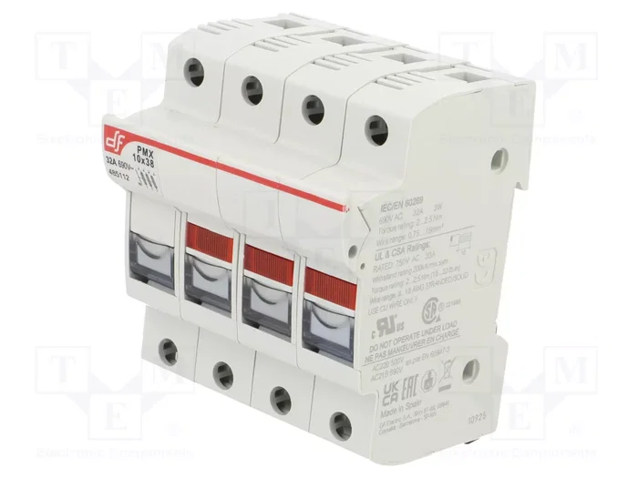 DF ELECTRIC Portafusibles PMX 32A 10x38mm 3+N DF ELECTRIC Portafusibles PMX 32A 10x38mm 3+N