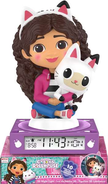 KIDS LICENSING Lámpara 3D con Despertador y Fecha La Casa de Muñecas de Gabby