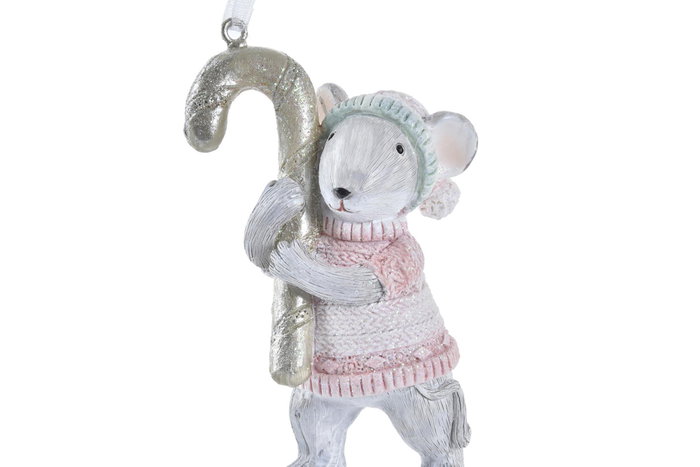 DKD Home Decor Figura Navidad Fantasia Gris Rosa Resina (3 Unidades)