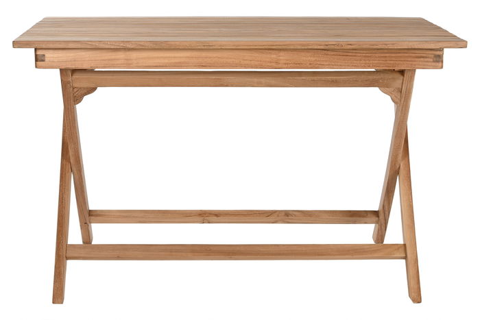 DKD Home Decor Mesa Comedor Terraza Y Jardin Teca Marron 70 x 75 x 120 cm Set 5 Piezas Plegable