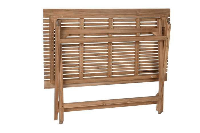 DKD Home Decor Mesa Comedor Terraza Y Jardin Teca Marron 70 x 75 x 120 cm Set 5 Piezas Plegable