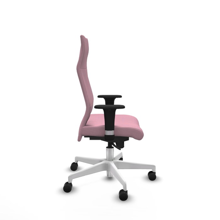 PIQUERAS Y CRESPO Sillón Albacete con Mecanismo Sincro, Tela Rosa y Base Blanca