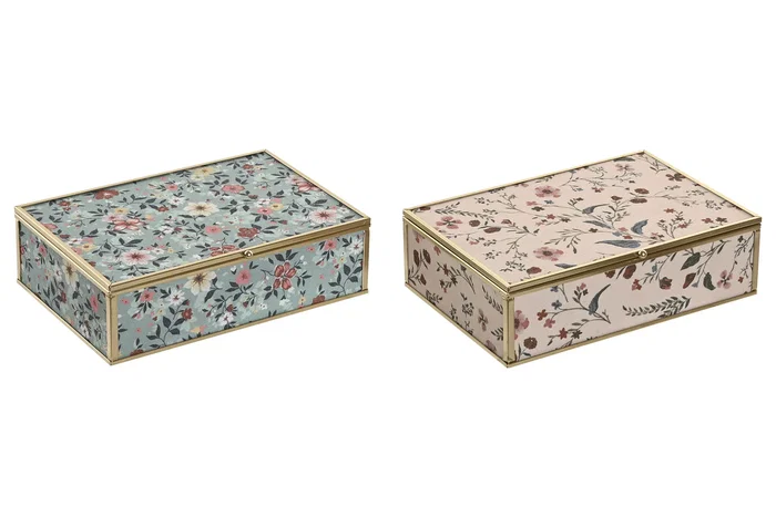 DKD Home Decor Joyero de Cristal y Metal 21x14x6 Surtido DKD Home Decor Joyero de Cristal y Metal 21x14x6 Surtido