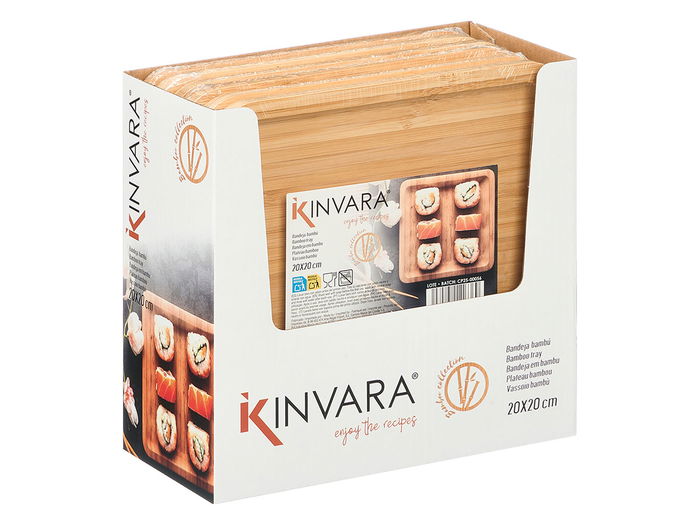 Kinvara Bandeja Cuadrada Bambu 20x20 cm (Set de 12)