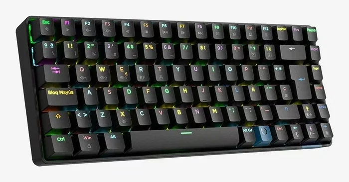 Hiditec GM1K Teclado Gaming Mecánico Inalámbrico Hot-Swap Gateron Red Negro