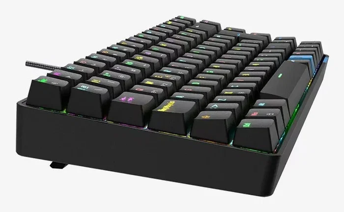 Hiditec GKE010005 GM1K Teclado Gaming Mecánico 75% Inalámbrico Triple (Bluetooth 5.0/2.4GHz/USB-C) con Hot-Swap, Switches Gateron Pro Red y Keycaps ABS, QWERTY Español, Negro