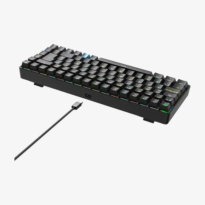 Hiditec GKE010005 GM1K Teclado Gaming Mecánico 75% Inalámbrico Triple (Bluetooth 5.0/2.4GHz/USB-C) con Hot-Swap, Switches Gateron Pro Red y Keycaps ABS, QWERTY Español, Negro