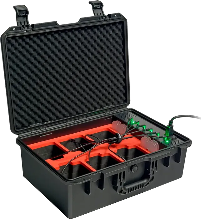 Algamlight Maletín de Transporte y Carga para 6 Eventpar44-Quad-Ip con Base de Carga Integrada y Filtros Magnéticos