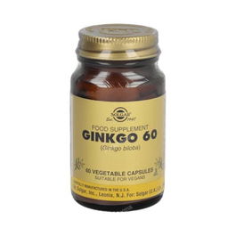 SOLGAR Ginkgo 60 60Cap.Veg. para la Circulación Sanguínea Normal, Apto para Veganos