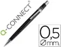Q-connect Portaminas 0,5 mm Negro con Clip Metálico Incluye 3 Minas