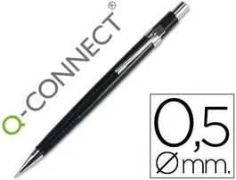 Q-connect Portaminas 0,5 mm Negro con Clip Metálico Incluye 3 Minas