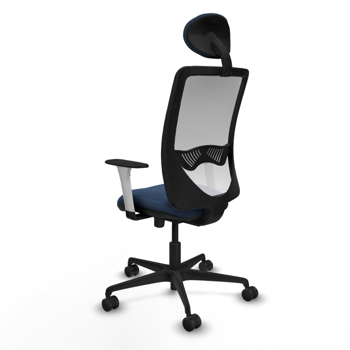 PIQUERAS Y CRESPO Silla de oficina Zulema con mecanismo Sincro/Traslack, Azul marino y Blanco
