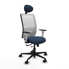 PIQUERAS Y CRESPO Silla de oficina Zulema con mecanismo Sincro/Traslack, Azul marino y Blanco