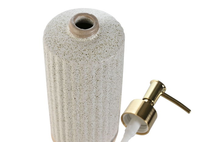 DKD Home Decor Dosificador Beige Dorado Gres 7 x 21 x 8 cm (2 Unidades)