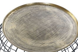 DKD Home Decor Mesita Auxiliar Loft Dorado y Negro Aluminio 80 x 80 x 44 cm