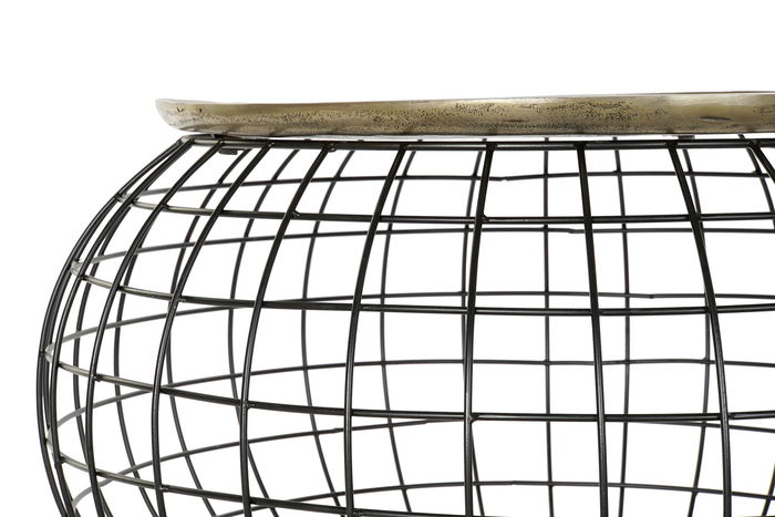 DKD Home Decor Mesita Auxiliar Loft Dorado y Negro Aluminio 80 x 80 x 44 cm