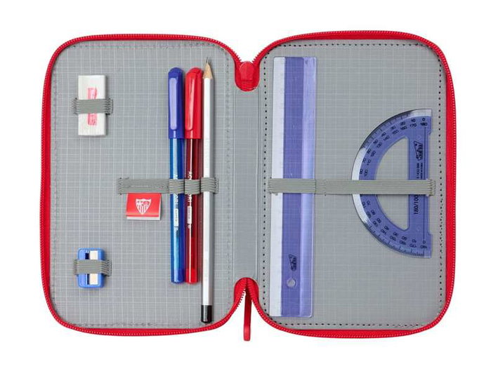 Safta Plumier Triple Estuche Escolar con 37 Piezas, Capacidad 12.5 x 19.5 x 5.5 cm, Para Material de Oficina y Papelería