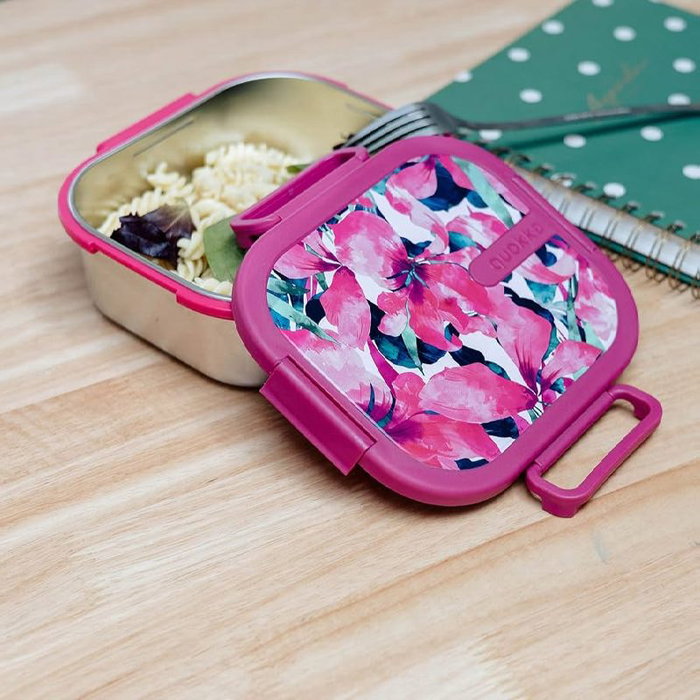 QUOKKA Kai Pink Bloom Lunch Box Acero Inoxidable