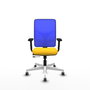 PIQUERAS Y CRESPO Silla de oficina Motilla con mecanismo Sincro/Traslack, Amarillo y Azul