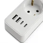 Orbegozo EN 3100 Regleta Eléctrica con Interruptor, 3 Tomas de Corriente y 4 Puertos USB (2x USB-A, 2x USB-C), Cable 1.4m, Blanca