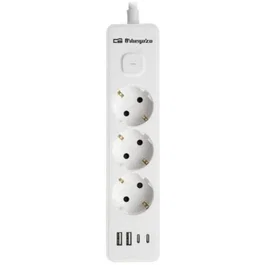 Orbegozo EN 3100 Regleta con 3 Tomas de Corriente, 2 USB-A, 2 USB Tipo-C, Cable 1.4m, Blanca