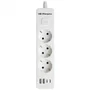 Orbegozo EN 3100 Regleta con 3 Tomas de Corriente, 2 USB-A, 2 USB Tipo-C, Cable 1.4m, Blanca