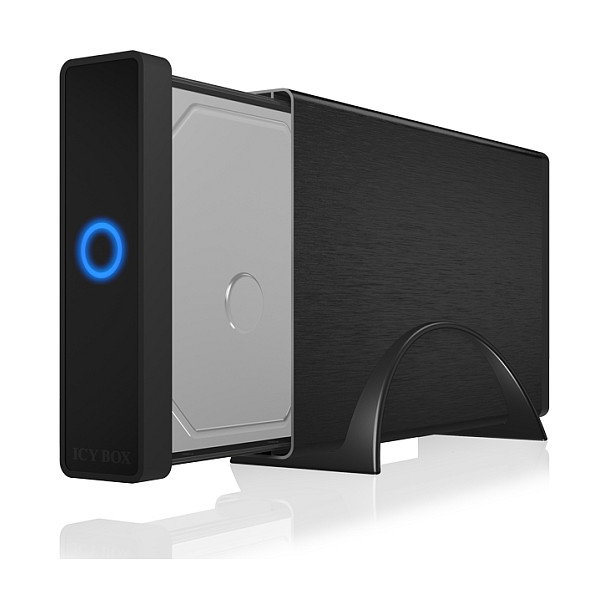 ICY BOX IB-377-C31 Carcasa Externa Disco Duro SSD 3.5" SATA con USB 3.2 Gen 2 Tipo C, Aluminio Negro, Incluye Adaptador