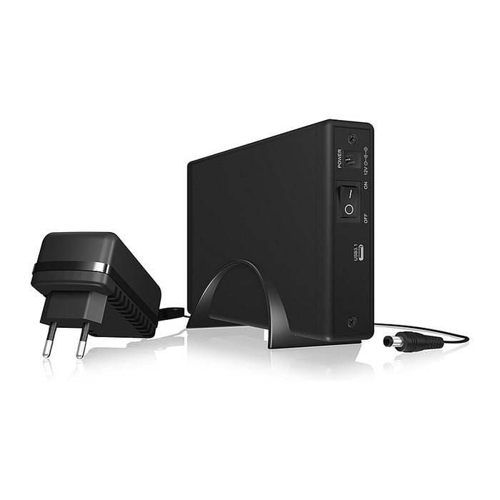ICY BOX IB-377-C31 Carcasa Externa Disco Duro SSD 3.5" SATA con USB 3.2 Gen 2 Tipo C, Aluminio Negro, Incluye Adaptador