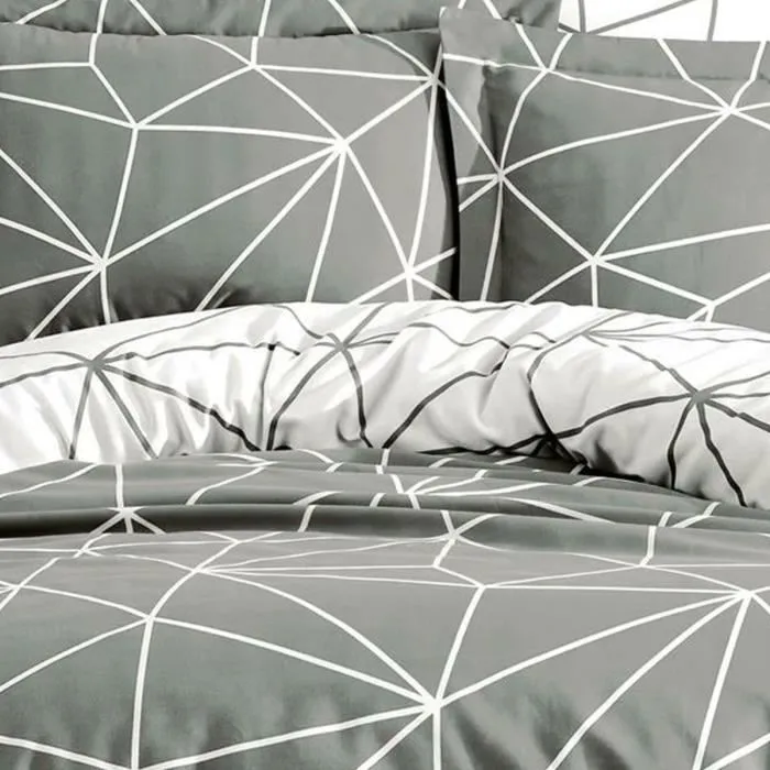 Juego de Cama 220x240 cm + 2 Fundas Almohada 60x60 cm 100% Algodón Reforzado Gris Juego de Cama 220x240 cm + 2 Fundas Almohada 60x60 cm 100% Algodón Reforzado Gris