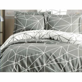 Aucune Juego de Cama Gris 100% Algodón Reforzado con Funda Nórdica y 2 Fundas de Almohada