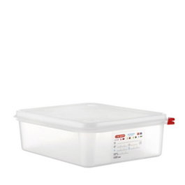 ARAVEN Cubeta con Tapa GN 1/2 de 100 mm, en Polipropileno - 265 x 325 mm, Capacidad 6.5 Litros, Almacenaje y Transporte