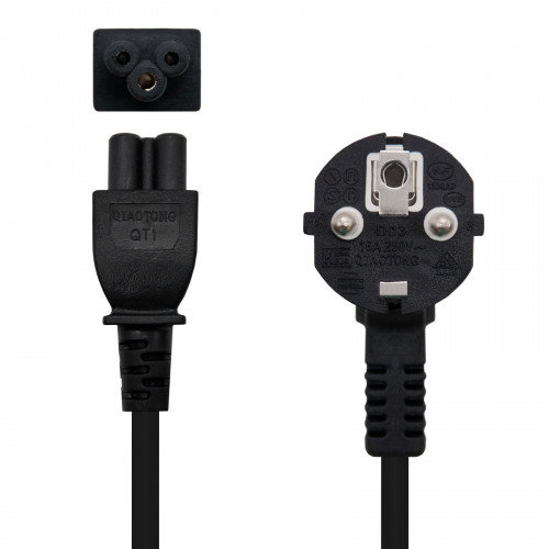 NANO CABLE Cable de Alimentación Trébol CEE7/7 Acodado a C5, 1,5m, Negro NANO CABLE Cable de Alimentación Trébol CEE7/7 Acodado a C5, 1,5m, Negro